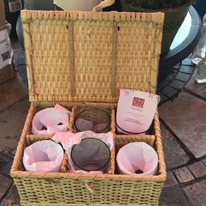 Ten Thousand Villages Wicker Basket with Glasses